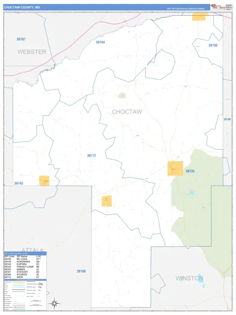 Choctaw County, MS map