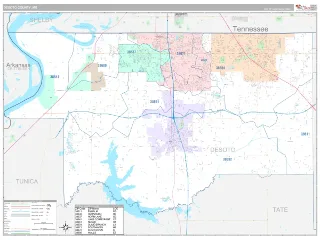 DeSoto County, MS Classic style ZIP Code wall map