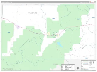 Franklin County, MS Classic style ZIP Code wall map