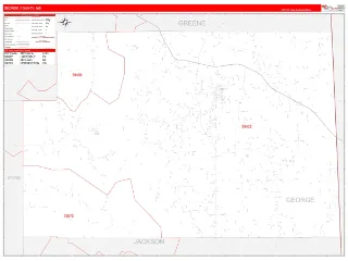 George County, MS RedLine style ZIP Code wall map