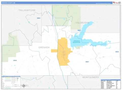 Grenada County, MS map