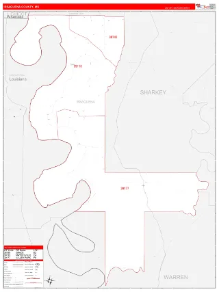 Issaquena County, MS RedLine style ZIP Code wall map