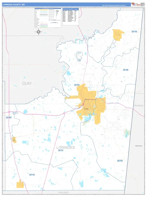 Lowndes County, MS map