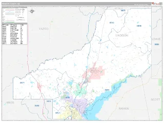 Madison County, MS Classic style ZIP Code wall map
