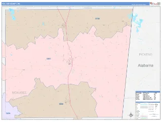 Noxubee County, MS ColorCast style ZIP Code wall map