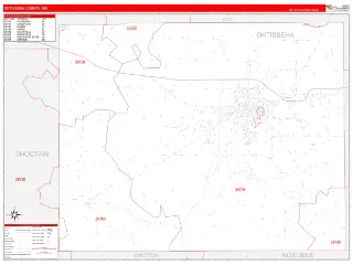 Oktibbeha County, MS RedLine style ZIP Code wall map