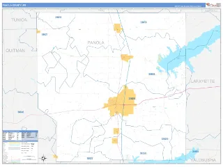 Panola County, MS Business Reference style ZIP Code wall map