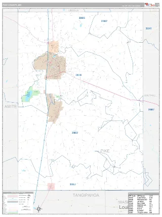 Pike County, MS Classic style ZIP Code wall map