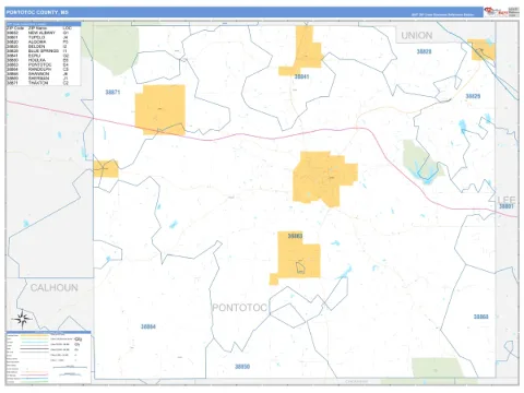 Pontotoc County, MS map
