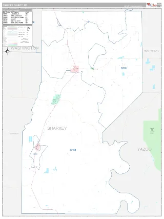 Sharkey County, MS Classic style ZIP Code wall map