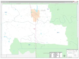 Stone County, MS Classic style ZIP Code wall map