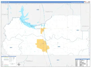 Tate County, MS Business Reference style ZIP Code wall map
