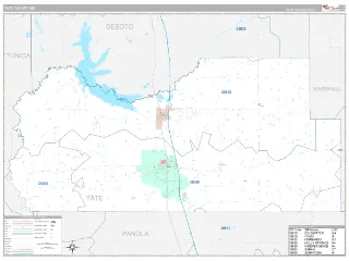 Tate County, MS Classic style ZIP Code wall map