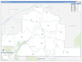 Big Horn County, MT Business Reference style ZIP Code wall map