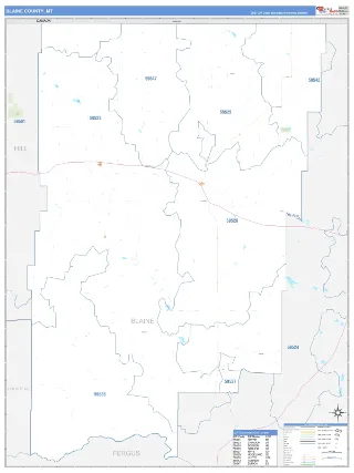 Blaine County, MT Business Reference style ZIP Code wall map