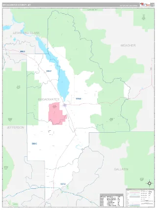 Broadwater County, MT Classic style ZIP Code wall map