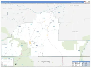 Carbon County, MT Business Reference style ZIP Code wall map