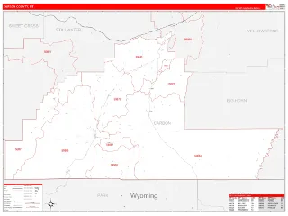 Carbon County, MT RedLine style ZIP Code wall map