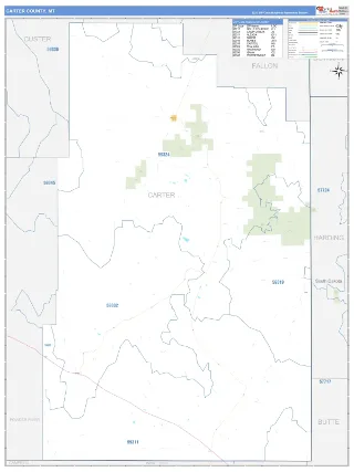 Carter County, MT Business Reference style ZIP Code wall map