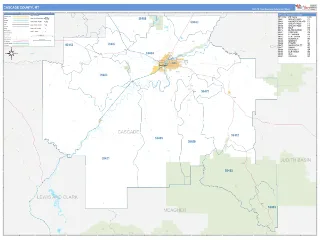 Cascade County, MT Business Reference style ZIP Code wall map