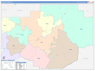 Chouteau County, MT ColorCast style ZIP Code wall map