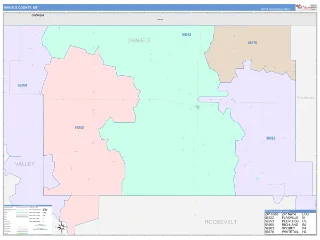 Daniels County, MT ColorCast style ZIP Code wall map
