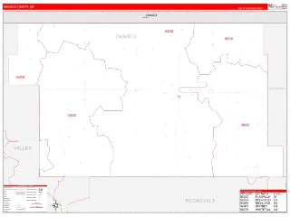 Daniels County, MT RedLine style ZIP Code wall map