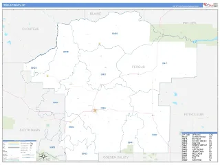 Fergus County, MT Business Reference style ZIP Code wall map