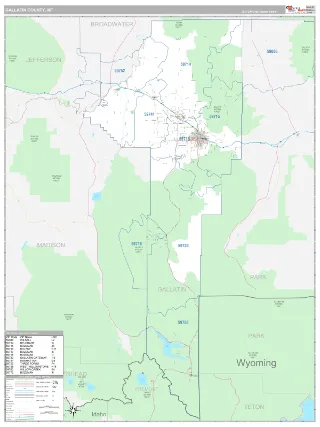 Gallatin County, MT Classic style ZIP Code wall map