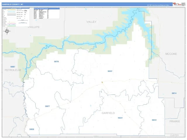 Garfield County, MT ZIP Code Wall Map, Business Reference style