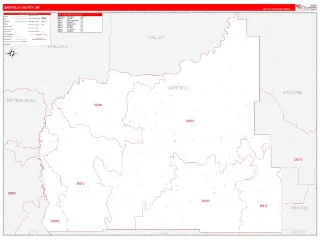 Garfield County, MT RedLine style ZIP Code wall map