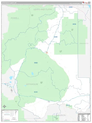 Jefferson County, MT Classic style ZIP Code wall map