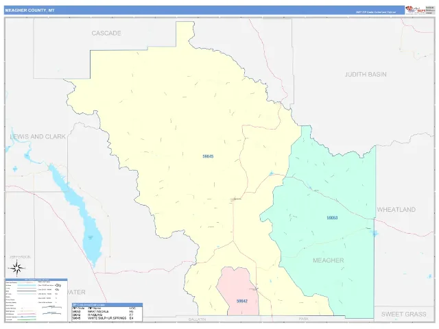 Meagher County, MT ZIP Code Wall Map, ColorCast style