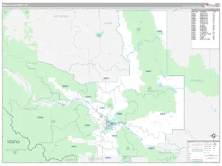Missoula County, MT Classic style ZIP Code wall map