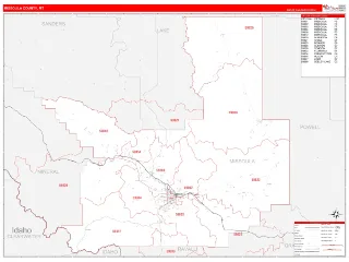 Missoula County, MT RedLine style ZIP Code wall map