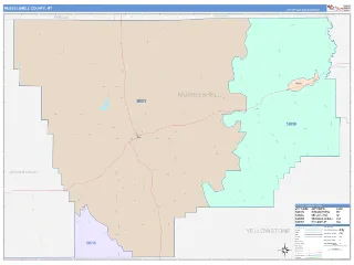 Musselshell County, MT ColorCast style ZIP Code wall map
