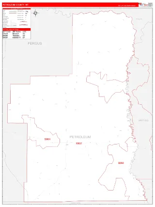 Petroleum County, MT RedLine style ZIP Code wall map