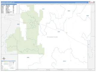 Powder River County, MT Business Reference style ZIP Code wall map