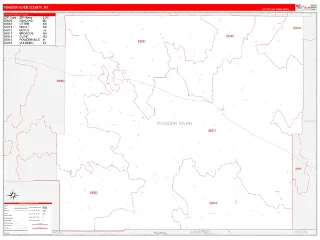 Powder River County, MT RedLine style ZIP Code wall map