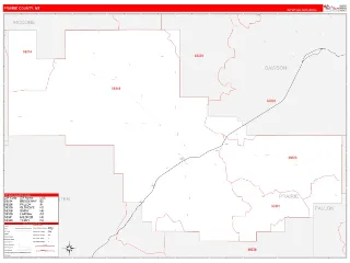 Prairie County, MT RedLine style ZIP Code wall map