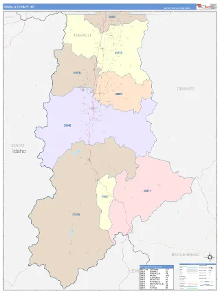 Ravalli County, MT ColorCast style ZIP Code wall map