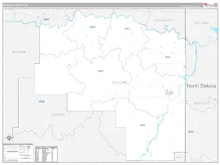 Richland County, MT Classic style ZIP Code wall map
