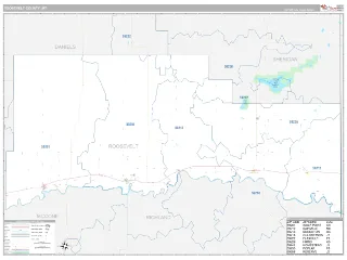 Roosevelt County, MT Classic style ZIP Code wall map