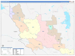 Sanders County, MT ColorCast style ZIP Code wall map