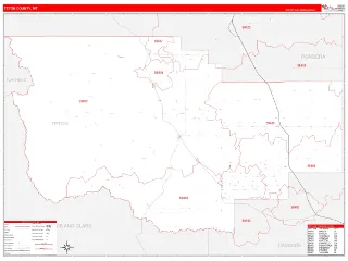 Teton County, MT RedLine style ZIP Code wall map