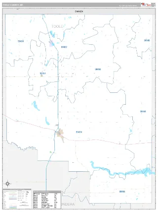 Toole County, MT Classic style ZIP Code wall map