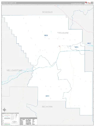 Treasure County, MT Classic style ZIP Code wall map