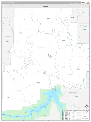 Valley County, MT Classic style ZIP Code wall map