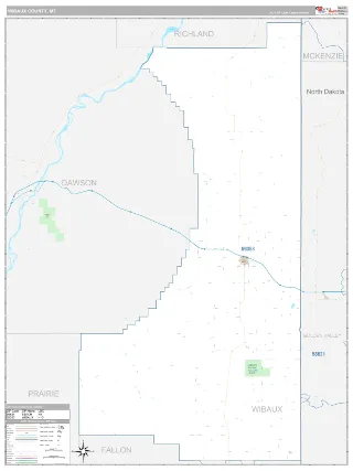 Wibaux County, MT Classic style ZIP Code wall map