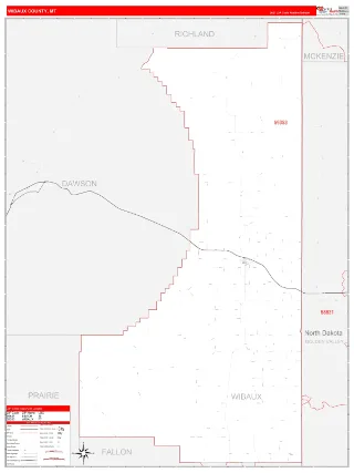 Wibaux County, MT RedLine style ZIP Code wall map